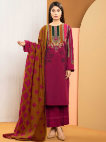 Pink Printed Slub Khaddar Unstitched 2 Piece Suit for Women