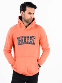Orange Men Fleece Hooded Sweatshirt