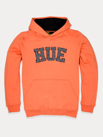 Orange Men Fleece Hooded Sweatshirt