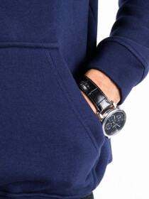 Navy Blue Men Fleece Hooded Sweatshirt