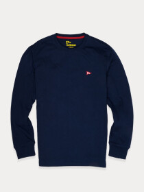 Men Navy Blue Solid Full Sleeves T-Shirt