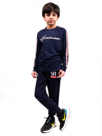 Big Boy Navy Blue Stripes Full Sleeve Raglan Shirt