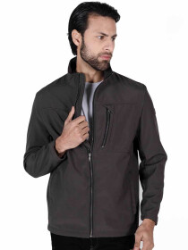Mole Grey Stand Up Collar Soft Shell Men's Jacket