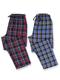 Red & Navy Flannel Relaxed Winter Pajamas - Pack of 2