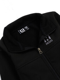 Black Stand Up Collar Soft Shell Little Boy Jacket