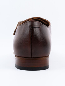 Men's Leather Brown Double Monk Wingtip Dress Shoe