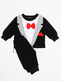 Summer Tuxedo Shirt and Trouser Set for Baby Boys - Black - 10008