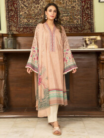 Pink Printed Lawn Unstitched 2 Piece Suit for Women
