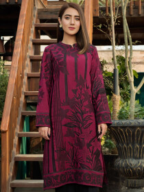 Maroon Jacquard Unstitched Shirt for Women