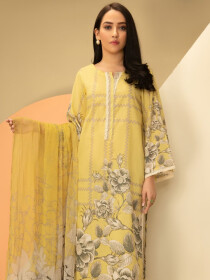 Yellow Printed Lawn Unstitched 2 Piece Suit for Women