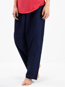 Women Navy & Pink Printed Cotton Blend Relaxed Pajama