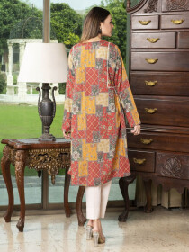 Red Printed Lawn Unstitched Shirt for Women