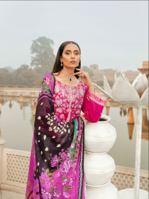 Pink Printed Fully  Embroidered 3 Piece Luxury Lawn Suite