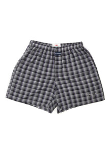 Men's Blue & Charcoal Woven Check Boxers Shorts With Button Fly Pack of 2