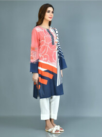 Pink Printed Lawn Stitched Kurtis for Women