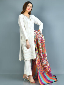 Off White Printed Lawn Stitched Suits for Women