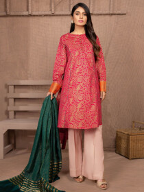 Pink Printed Lawn Unstitched 3 Piece Suit for Women