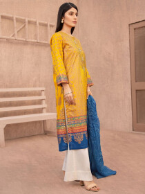 Yellow Lawn Unstitched 3 Piece Suit for Women