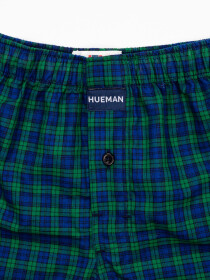 Men's Blue & Green Woven Check Boxers Shorts With Button Fly Pack of 2