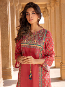 Red Lawn Unstitched Shirt for Women