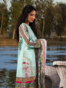 Mint Embroidered Lawn Stitched Suit for Women