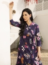 Purple Printed Lawn Unstitched Shirt for Women