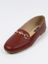 Women Chain Adorned Maroon Loafers