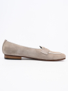 Men Grey Leather Suede Loafers