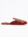 Women Charming Golden Jewelled Red Mules