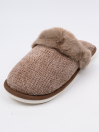 Men Brown Slide-On Fluffy Warm Casual Slippers