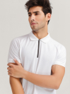 Men's White Zipper Polo Shirt