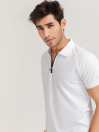 Men's White Zipper Polo Shirt