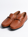 Men Slip-on Light Brown Leather Loafers