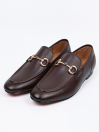 Men Dark Brown Chain Detailed Leather Formal Shoes