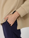 Women's Linen Khaki Snap Button Mock Neck