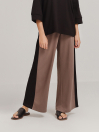 Women's Sand Beige Relaxed Fit Striped Pants