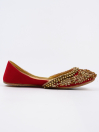 Women Red/Golden Luxury Fancy Khussa