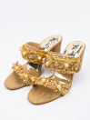 Women Golden Block Heel Sandal