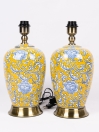 Traditional Yellow and Blue Ceramic Table Lamps Small