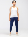 Women's Navy Blue Basic Cropped Joggers