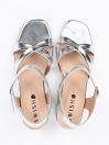 Women Square Toe Silver Strap Heels Sandal