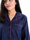 Women Navy & Pink Printed Cotton Relaxed Sleeping Suit