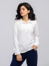 Women's White Long Sleeve Polo Shirt