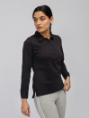 Women's Black Long Sleeve Polo Shirt