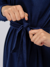 Women's Navy Blue Long Sleeve Belt Dress
