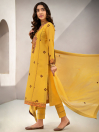 Women Pukhraj Yellow Embroidered 3 Piece Lawn Suit