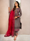 Women Sandal Brown Embroidered 3 Piece Lawn Suit
