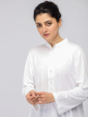 Women's White Roll Up Sleeve Tunic Shirt