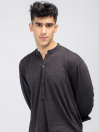 Men's Black Melange Essential Tunic Shirt