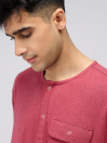 Men's Maroon Patch Pocket Tunic Shirt